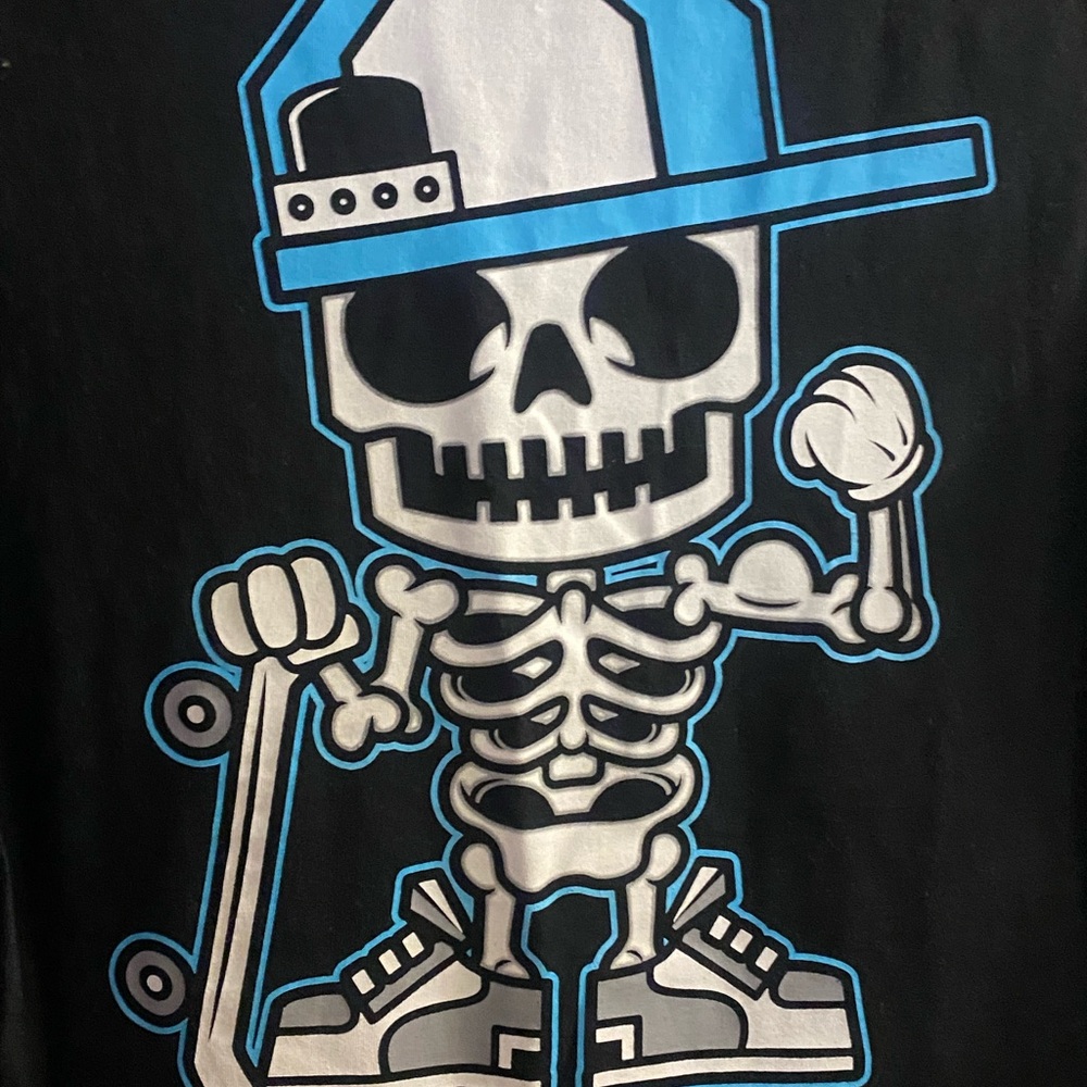 Hybrid Apparel Youth Boys Graphic Tee T Shirt L Large Skateboarding Skeleton - Picture 2 of 5